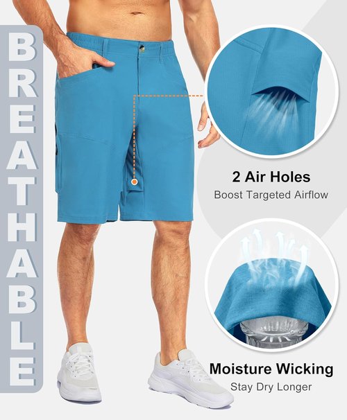 Little Donkey Andy Men's Hiking Cargo Shorts - Quick Dry, Waterproof & Lightweight | 9 Pockets