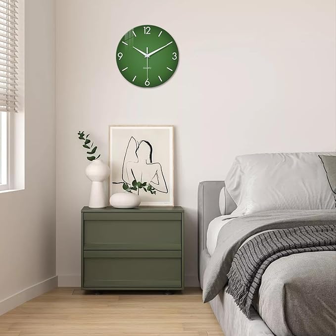 XFM Large Green Wall Clock 16 Inch Simple Wall Clock s Battery Operated Modern