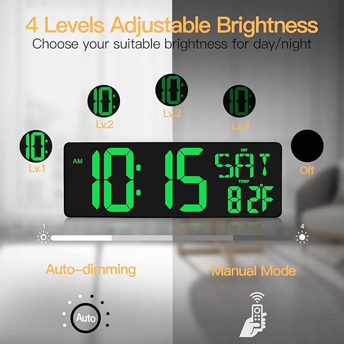 XREXS Large Digital Wall Clock