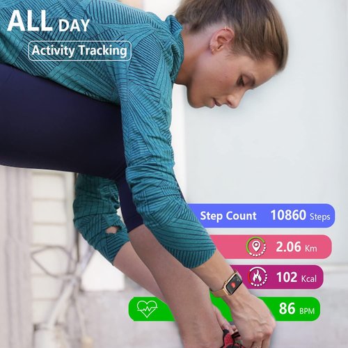 FITVII Slim Fitness Tracker with Blood Oxygen, Blood Pressure, 24/7 Heart Rate and Sleep Tracking, IP68 Waterproof Activity Trackers and Smart Watches with Step Tracker, Pedometer for Women Men