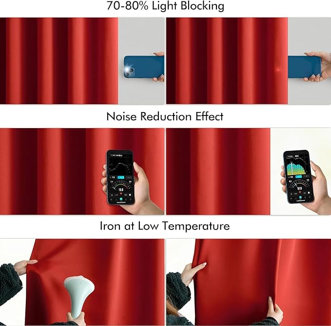 MIULEE Christmas Red Back Tab Blackout Curtains 108 Inch Long 2 Panels Set