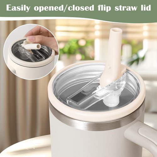 Stanley Quencher Flip Straw Lid - 2 Pack Reusable, Leak Proof for 30 OZ Tumbler (White)