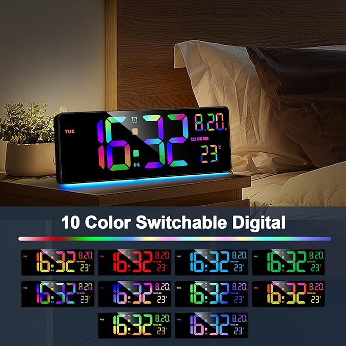 XREXS 16.3" Bluetooth Large Digital Wall Clock