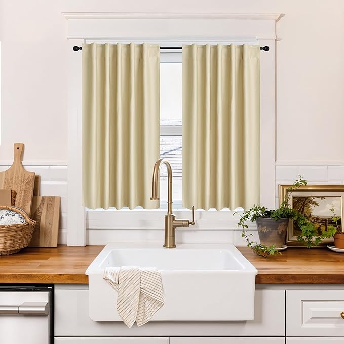 RYB HOME 100% Blackout Short Curtains