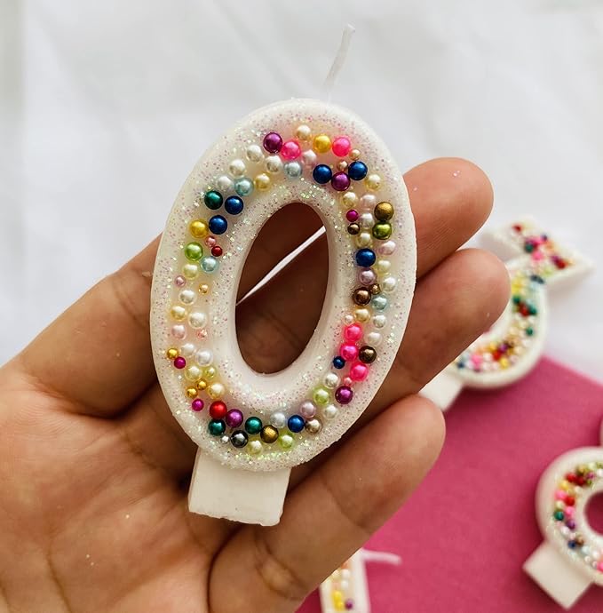 Birthday Candles, Pearl Sequin Number Candle Party Supplies (Number-0)