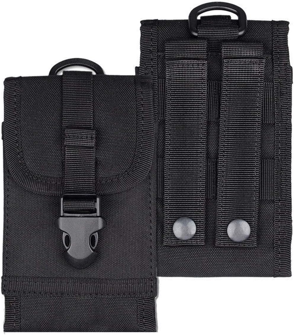 Outdoor MOLLE Tactical Military Pouch Army Black Waist Holster Smartphone Pouch Military 1000D Nylon Hook Loop Belt Phone Holster Phone with Slim Case