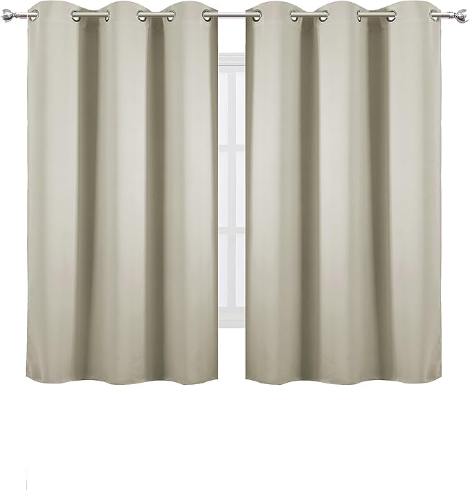 LEMOMO Light Beige Thermal Blackout Curtains/38 x 54 Inch/Set of 2 Panels Room