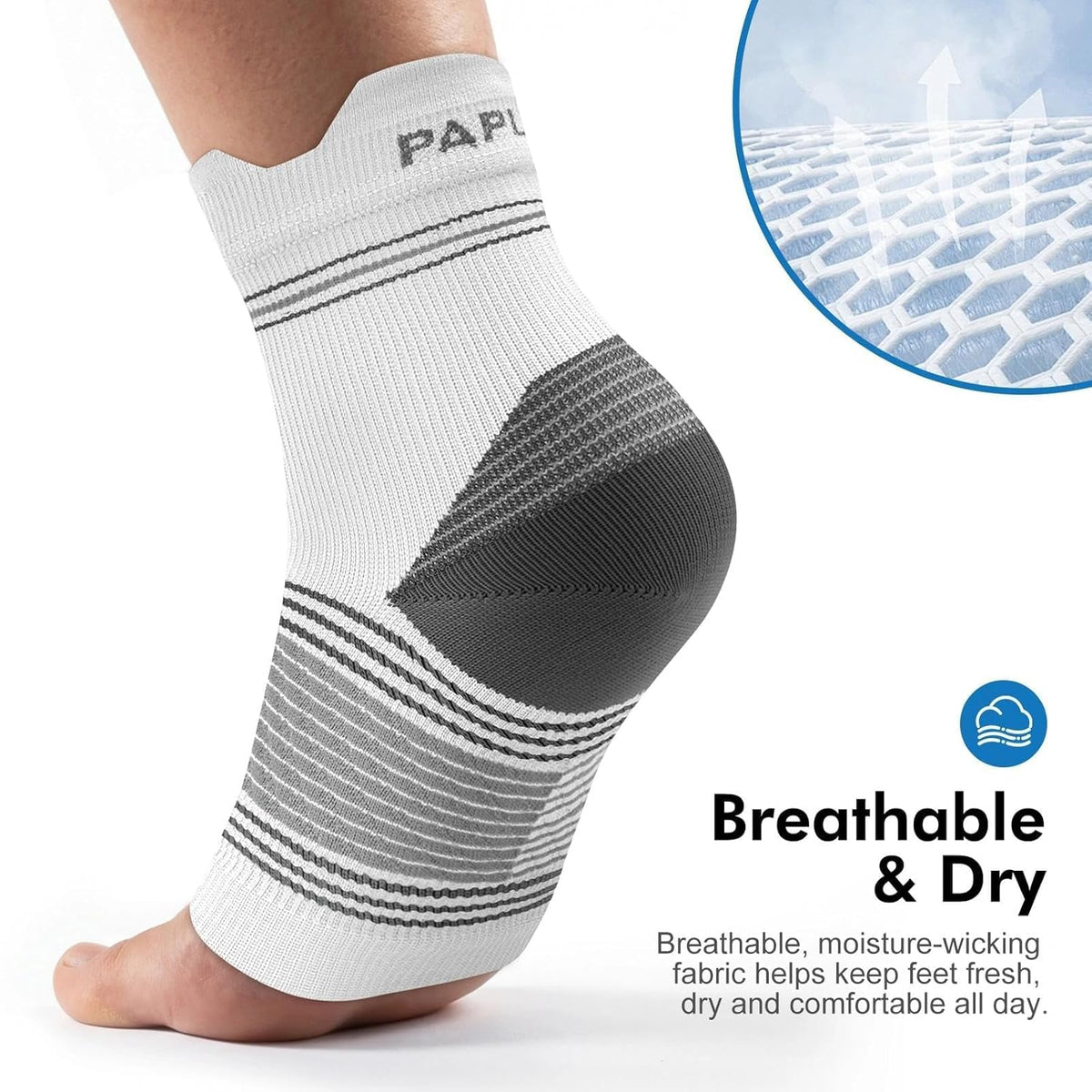 PAPLUS 6 Pairs Plantar Fasciitis Socks for Men & Women, Ankle Brace Compression Socks with Arch Support for Achilles Tendonitis, Heel Pain, Swelling & Arthritis Relief, Black, Gray, White, X-Large