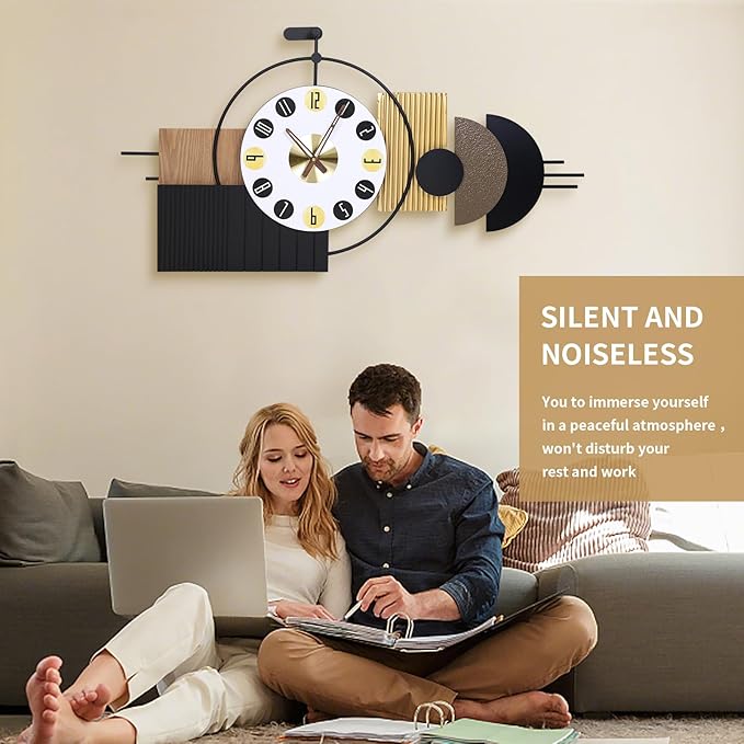 Luxury Modern Wall Clocks-Large Geometric Dial Wall Clock Battery Operated