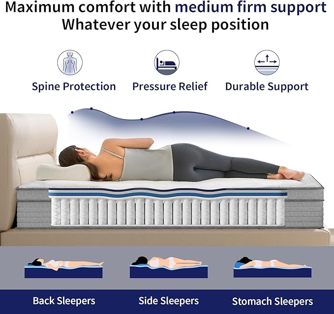 California King Mattress 14 Inch,Memory Foam Mattress with Pocket Spring, Soft & Comfortable Medium Plush, Motion Isolation, CertiPUR-US Certified (84"*72"*14")