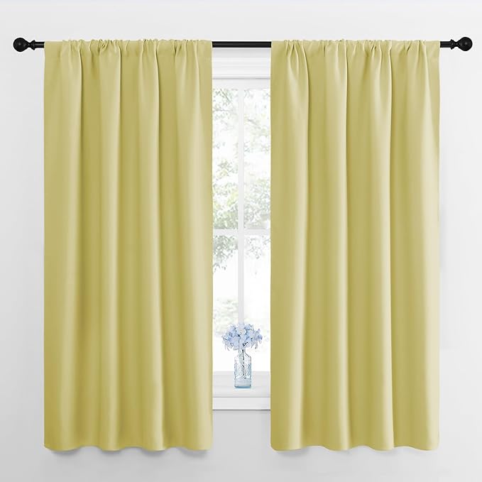NICETOWN Blackout Curtains for Bedroom, Paler Yellow, 1 Pair, 42 by 45-inch