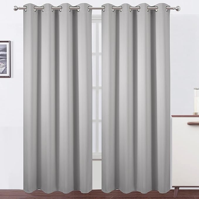 LEMOMO Blackout Curtains 66 x 84 inch/Light Grey Curtains Set of 2