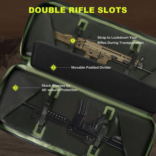 KEEFREE Long Hunting Bag 36" Tactical Backpack Gun Bag for Hunting Hiking Fishing Shooting Range with Watertight Zipper (36" Green Bag fits 34" Rifle)
