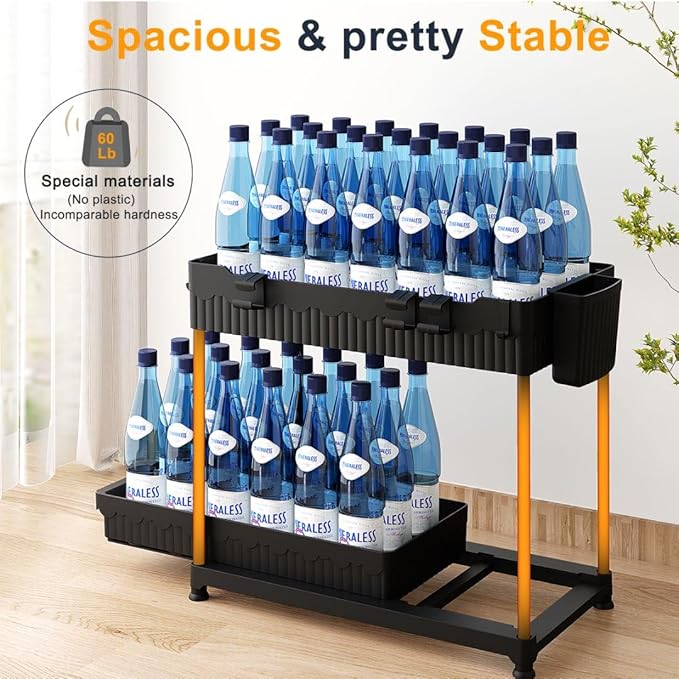 3 Pack Under Sink Organizers,2-Tier Multi-Use Kitchen and Bathroom Organizers and Storage with Sliding Drawers,Bathroom Cabinet Organizer (Black,12.8 Inch)
