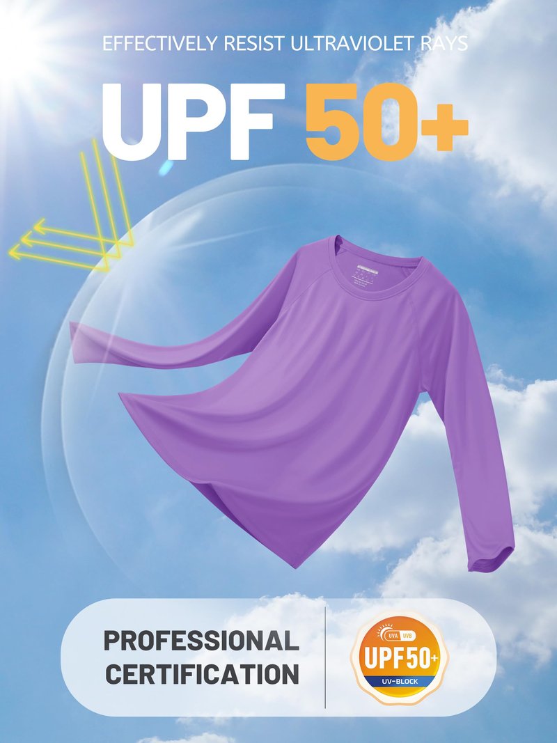 TACVASEN Women's UV Protection Shirts Long Sleeve UPF 50+ Rash Guard Quick Dry for Fishing Hiking Swim Workout Light Purple,M