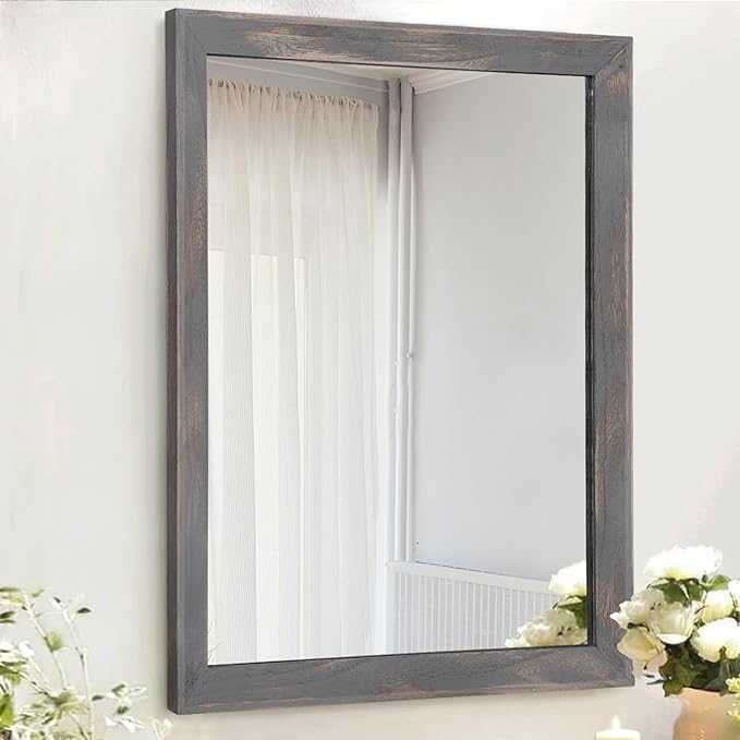 AAZZKANG Wooden Mirror Rectangle Rustic Mirrors