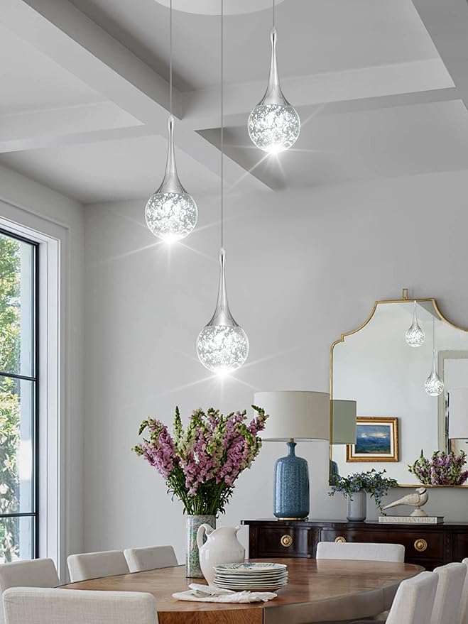 Flashing God 3 Light Bubble Dimmable Crystal Chandelier Chromed Finished Ceiling Hanging Lights Over Table Foyer Entrance Chandeliers