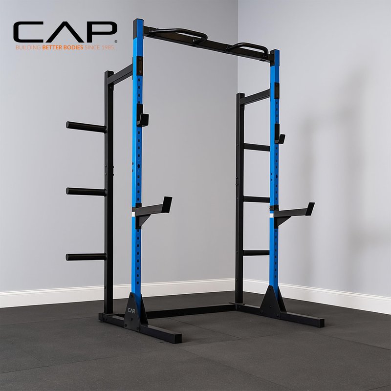 Cap Power Rack with Pull Up Bar & Attachments - Squat Rack & Strength Training Power Cage for Home Gym - Gray