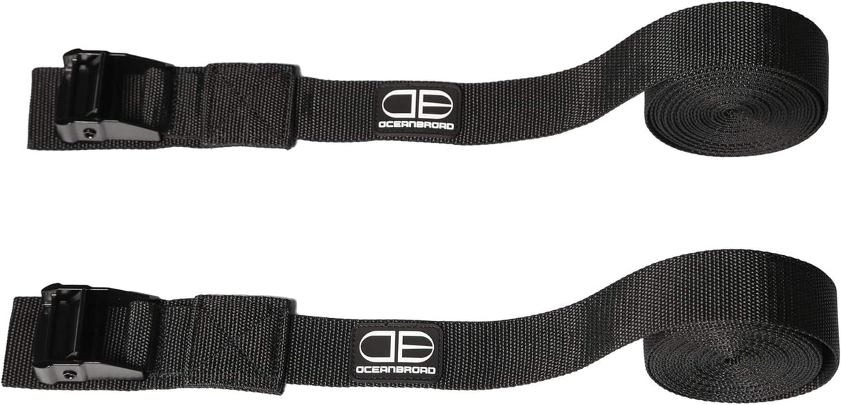 OCEANBROAD Kayak Tie Down Straps - 1.5 Inch, 13 Feet | 2 Pack Cam Buckle Straps for Surfboards & Canoes