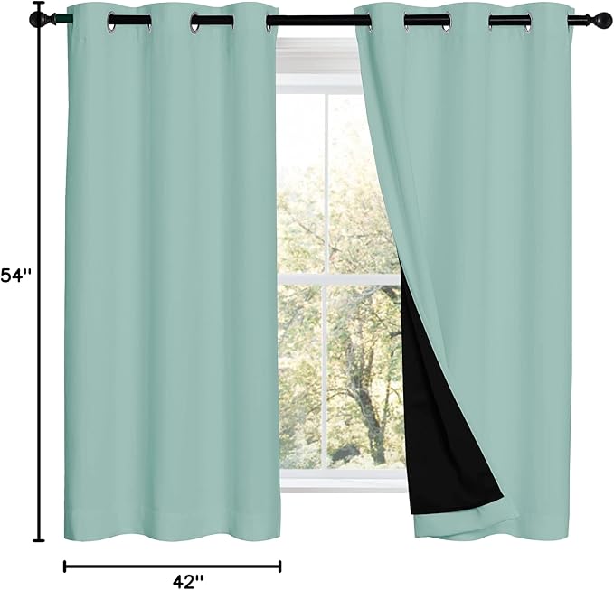 NICETOWN 100% Blackout Curtains 54 inches Long, Double-Deck Completely Blackout