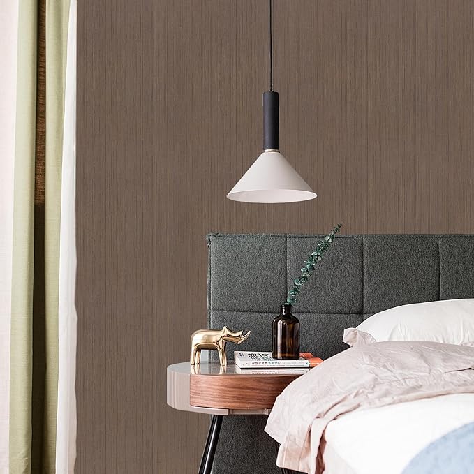 Brown Grasscloth Peel and Stick Wallpaper A Set of 23.6" X 480" Self-Adhesive