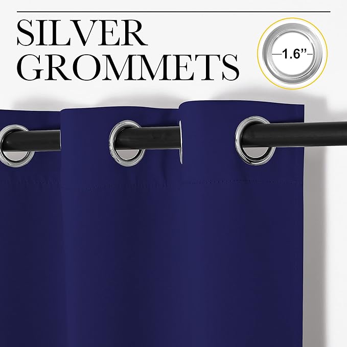 NICETOWN Navy Blue Blackout Curtains 40 inches Length