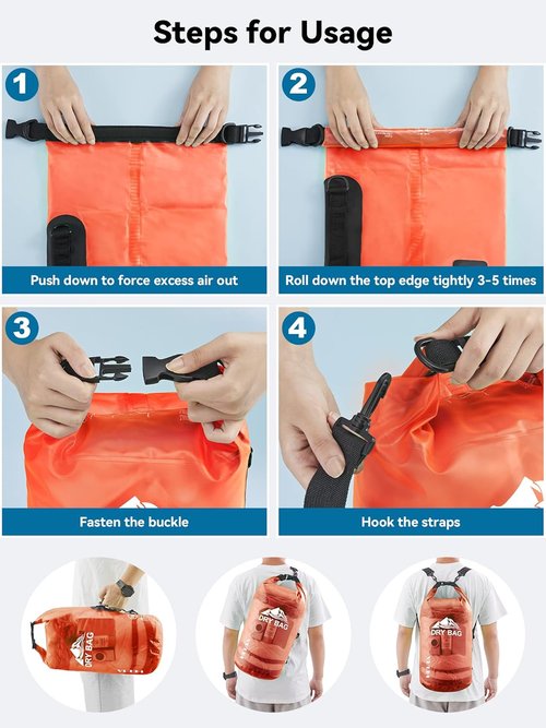 HEETA Waterproof Dry Bag - Lightweight Roll Top Storage for Travel & Outdoor | 5L/10L/20L/30L/40L Sizes