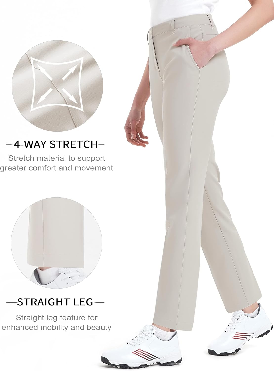 Skiennix Women's Golf Pants - Lightweight Stretch Twill for Comfort | Breathable Chino Design