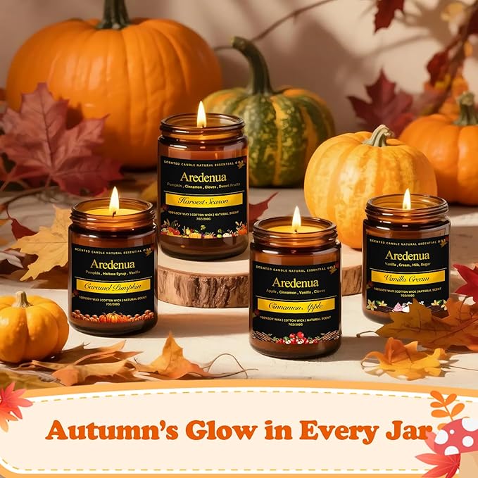 Fall Candle - Cinnamon Roll Candles | Autumn Candle for Home, Cinnamon Scented, 7oz Soy Candles for Home Scented, Fall Gift for Women & Men, Cozy Seasonal Scent for Autumn & Thanksgiving