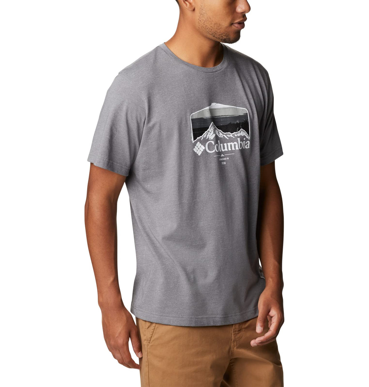 Columbia Men's Thistletown Hills Graphic Short Sleeve, City Grey Heather/Hikers Graphic, 2X Big
