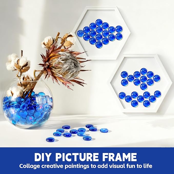 20 Pounds Fire Glass Beads,3/4 Inch High Luster Round Fire Glass for Gas Fireplace, Fire Pit Table,Landscaping, Caribbean Blue