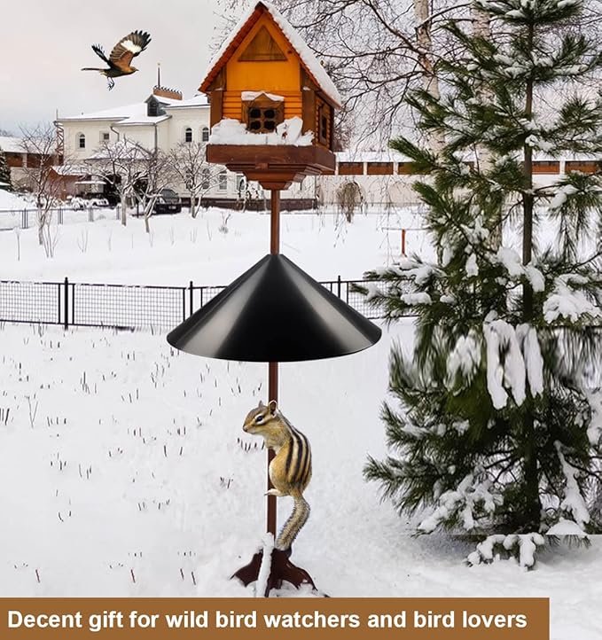 Garbuildman Squirrel Baffle for Bird Feeder Pole, Outside Pole Mount Bird House Guard for Outdoor Shepherd’s Hook, 19 Inch Diameter, 2 Packs