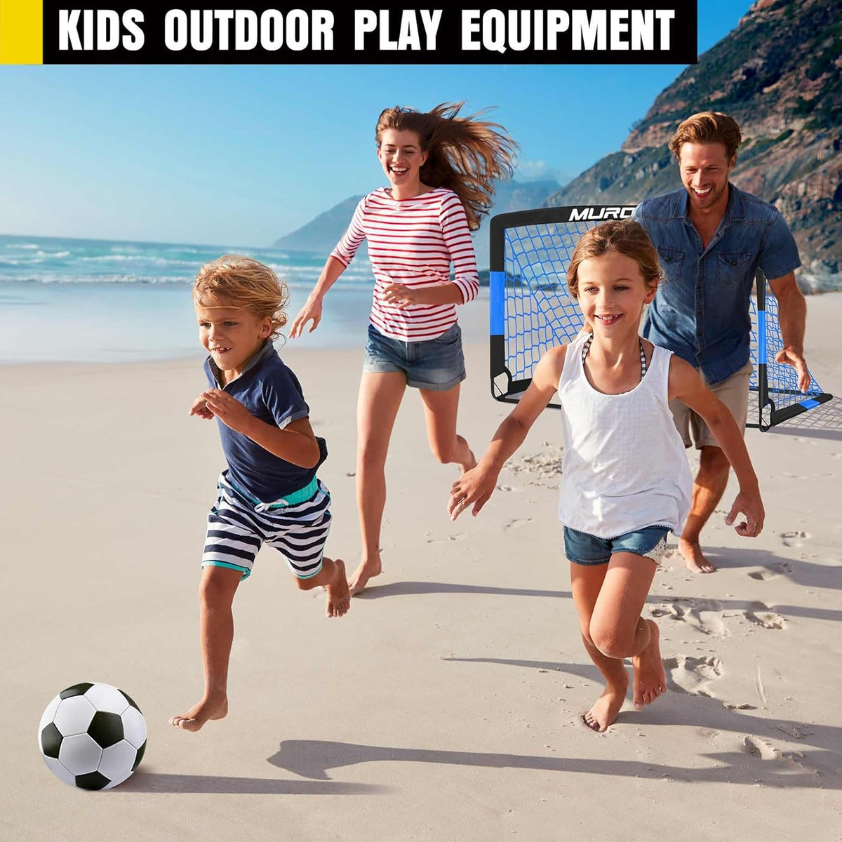Skiennix Kids Soccer Goals - Portable Pop-Up Net Set with Soccer Ball & Cones - Complete Training Equipment for Backyard Fun