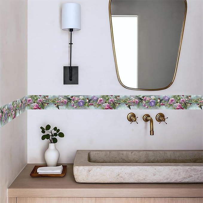 Morning Glory Wallpaper Border 196x4 Inch Removable Wall Border Peel and Stick