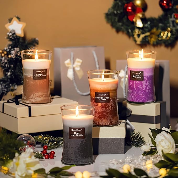 HomeLights 3-Layer Candles for Home Scented, 21.52 OZ Natural Soy Wax Scented Candles Burns Up to 100 Hours, Large Jar, Whipped Vanilla Cake