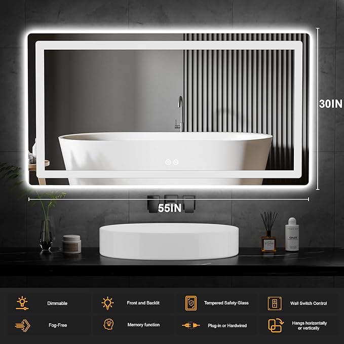 AMOISE LED Bathroom Vanity Mirror