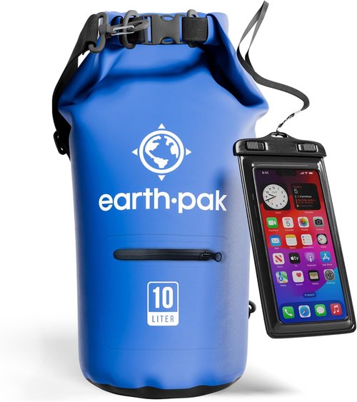 Earth Pak Waterproof Dry Bag - Durable Backpack with Zippered Pocket for Keeping Gear Dry