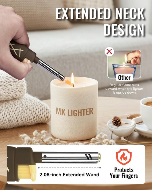 MK Lighter Outdoor Series - Windproof Torch Flame Candle Lighters | 5-Pack for BBQ & Camping