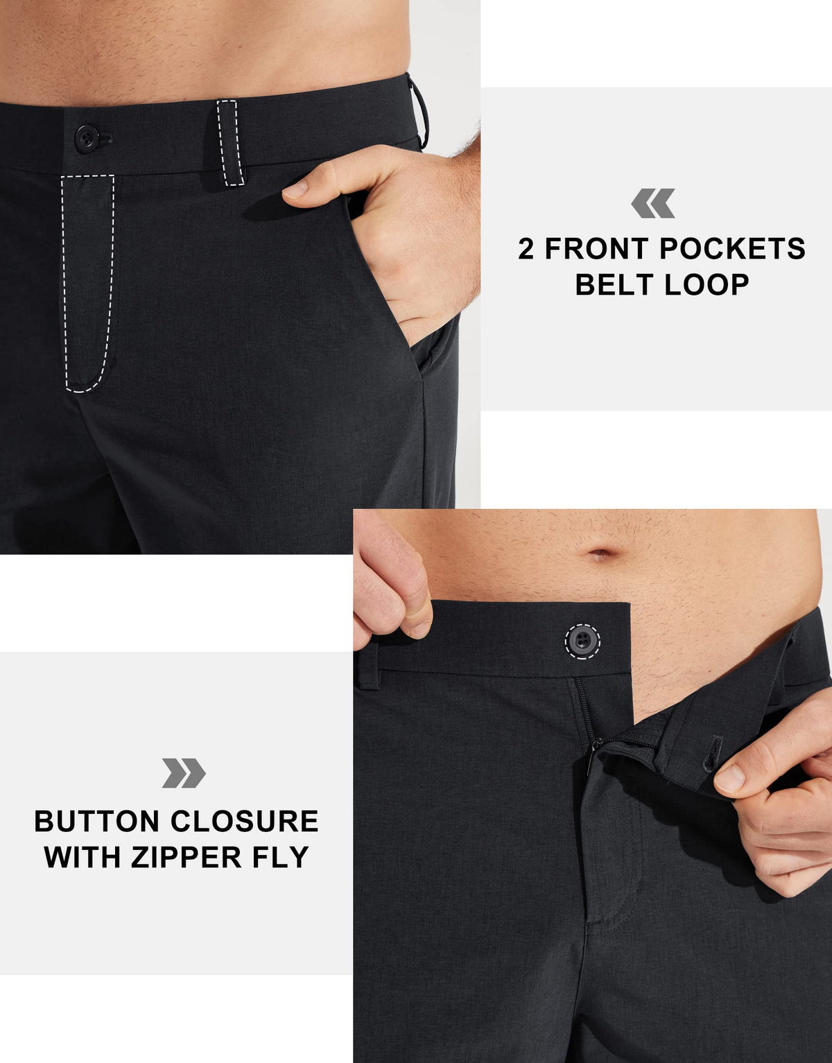 Libin Mens Golf Pants Classic Fit Stretch Work Dress Pants 32" Quick Dry Lightweight Business Casual Trousers Comfort Water Resistant, Black, 35W x 32L
