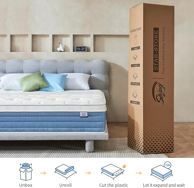 Starage Full Size Mattress | Hybrid Mattress Full 12 inch with Memory Foam | Medium Firm Feel for Motion Isolation | Edge Support Pressure Relief | Bed in a Box,CertiPUR-US Certified