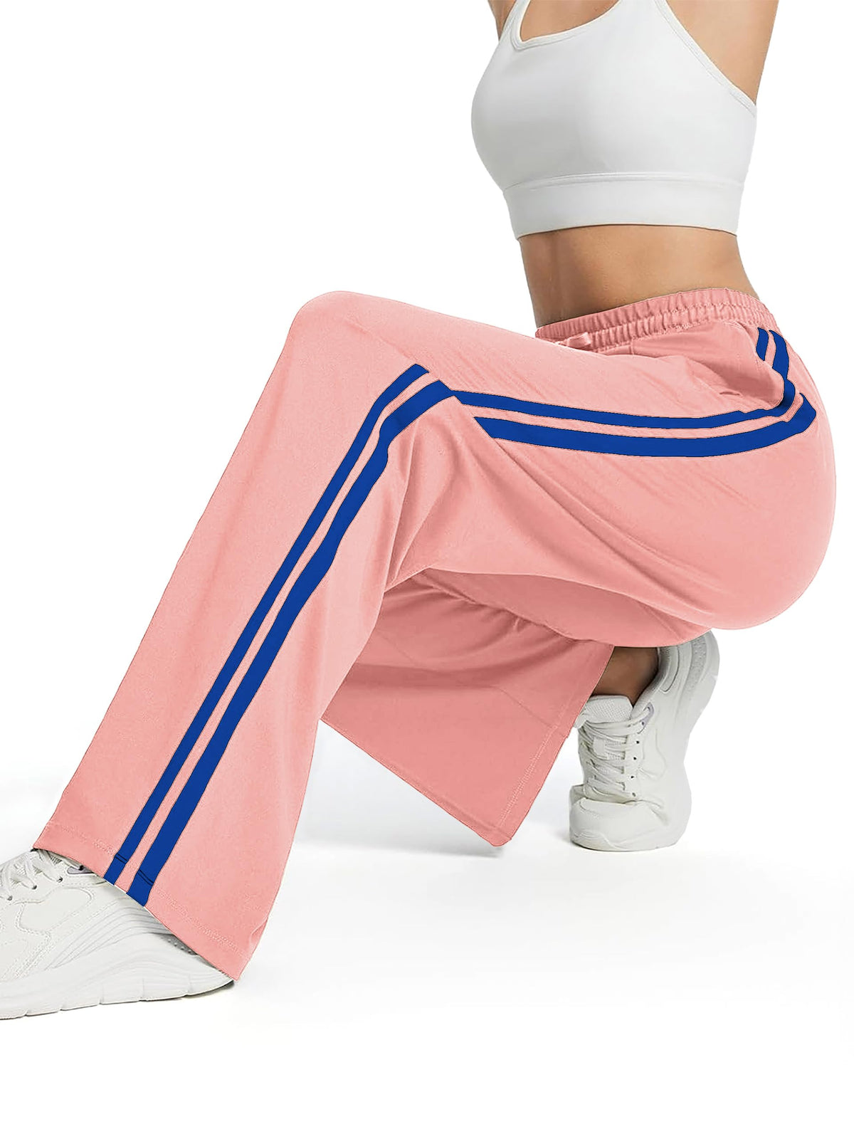 Tapata Petite Women's 28" Inseam Track Pants Elastic Waistband Y2K with Zipper Pockets Dance Studio Sweatpants, Pink, S