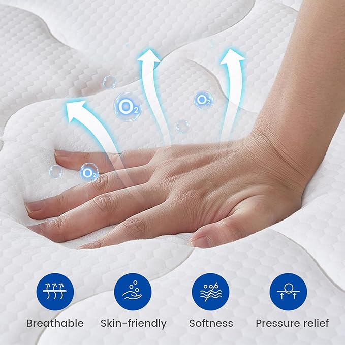 Queen Mattress, 12 Inch Hybrid Queen Bed Mattress in a Box, Medium Plush, Gel Memory Foam and Individual Pocket Spring for Pressure Relief, Edge Support, CertiPUR-US