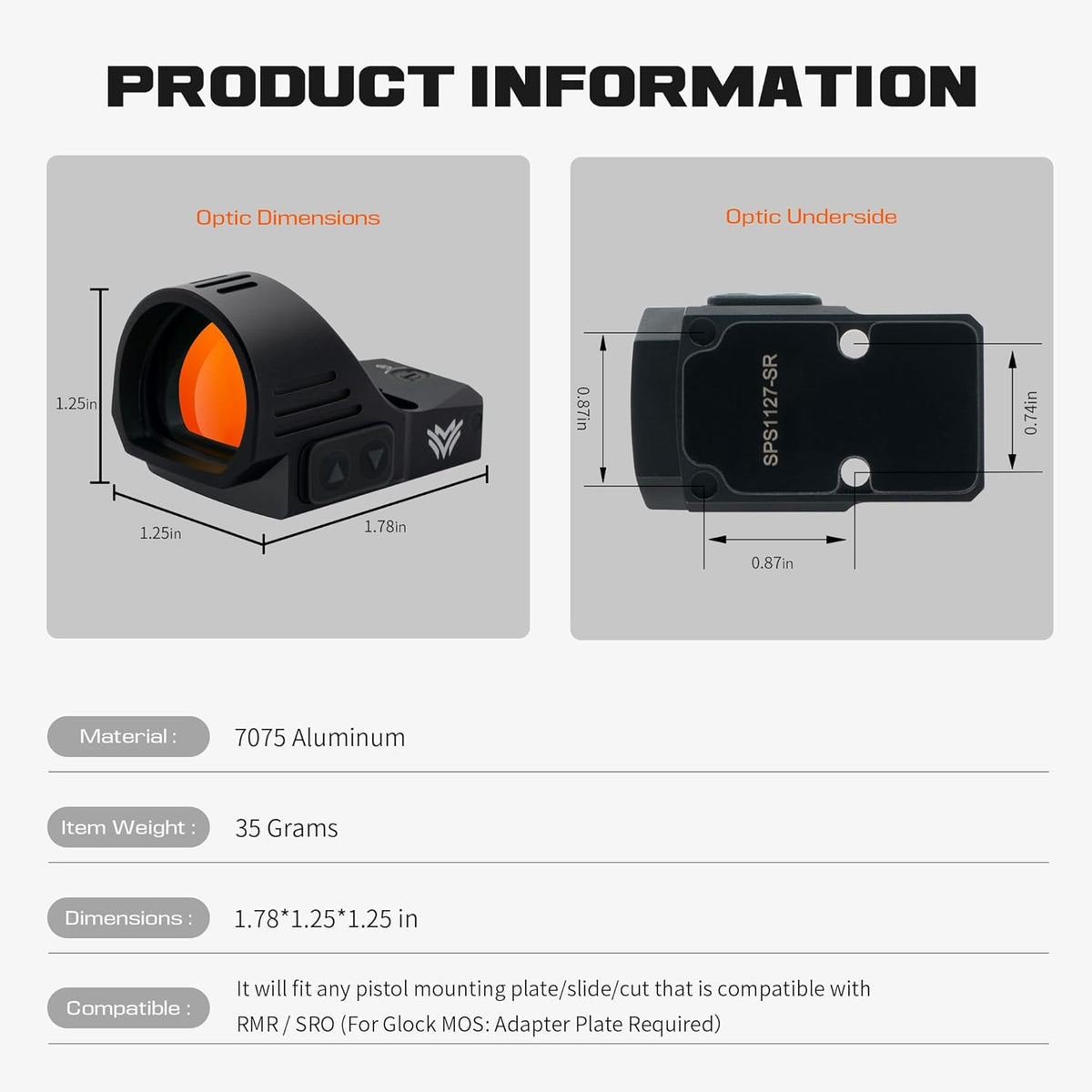 Serpens Red Dot Sight - Open Reflex Design with Large Objective Lens | 3 MOA Dot & 45 MOA Circle, Waterproof & Fogproof Options