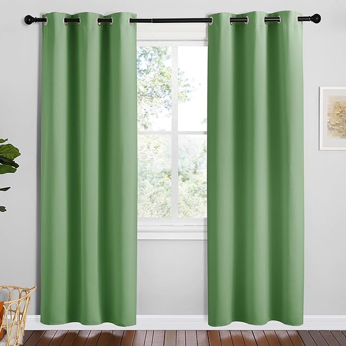NICETOWN Froest Green Blackout Curtains 78 inches Length