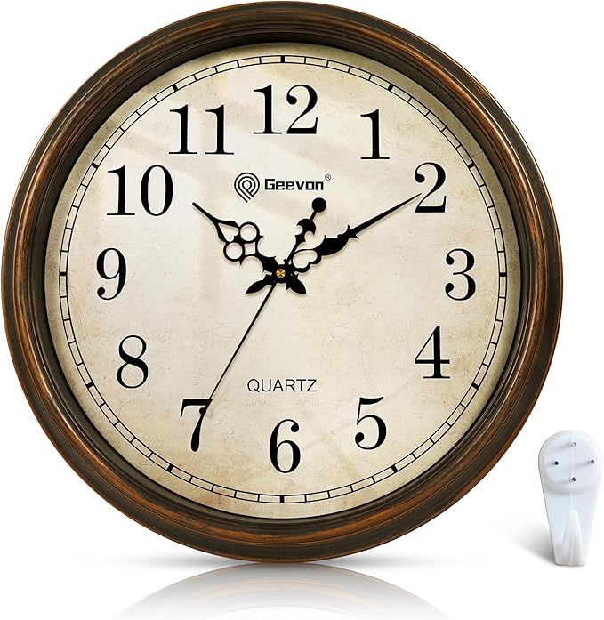 Geevon Retro Silent 18 Inch Wall Clock Non Ticking, Vintage Clock Quartz