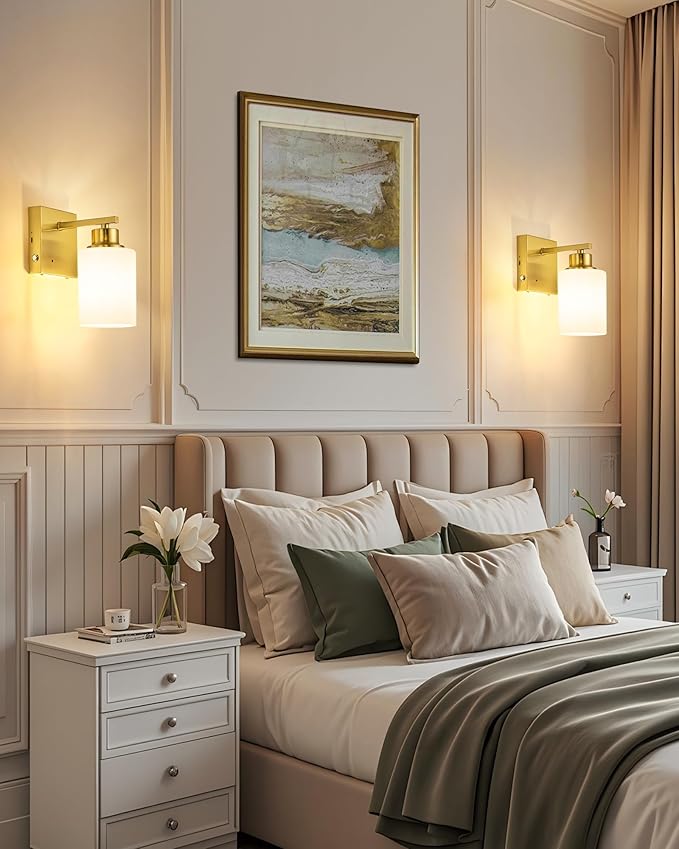 Rayogale Battery Operated Wall Sconce Set of 2, Easy Install Dimmable Cordless