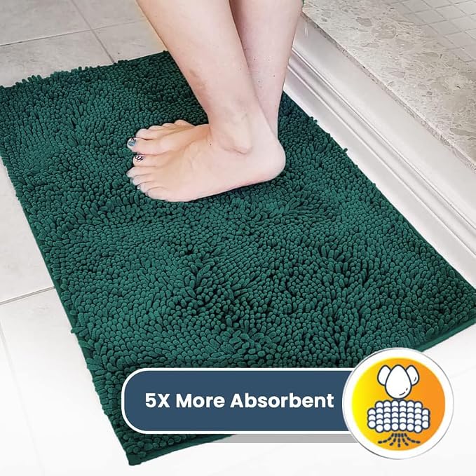 Muddy Mat® | Super Water Absorbent Door Mat Indoor, Microfiber Quick Dry Chenille Entryway Rug, Slip Resistant Front Door Mat, Indoor Mats for Entryway, Machine Washable Pet Rug, Slate Blue 24" x 96"