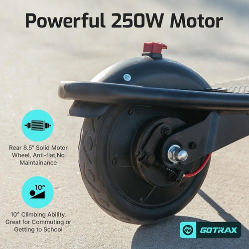 Gotrax Electric Scooter - 12 Mile Range, 15.5 MPH, 250W Motor, Foldable Design, 220lbs Capacity