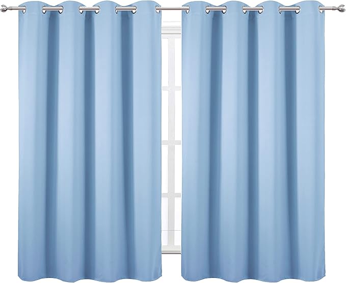 LEMOMO Sky Blue Thermal Blackout Curtains/52 x 54 Inch/Set of 2 Panels Room