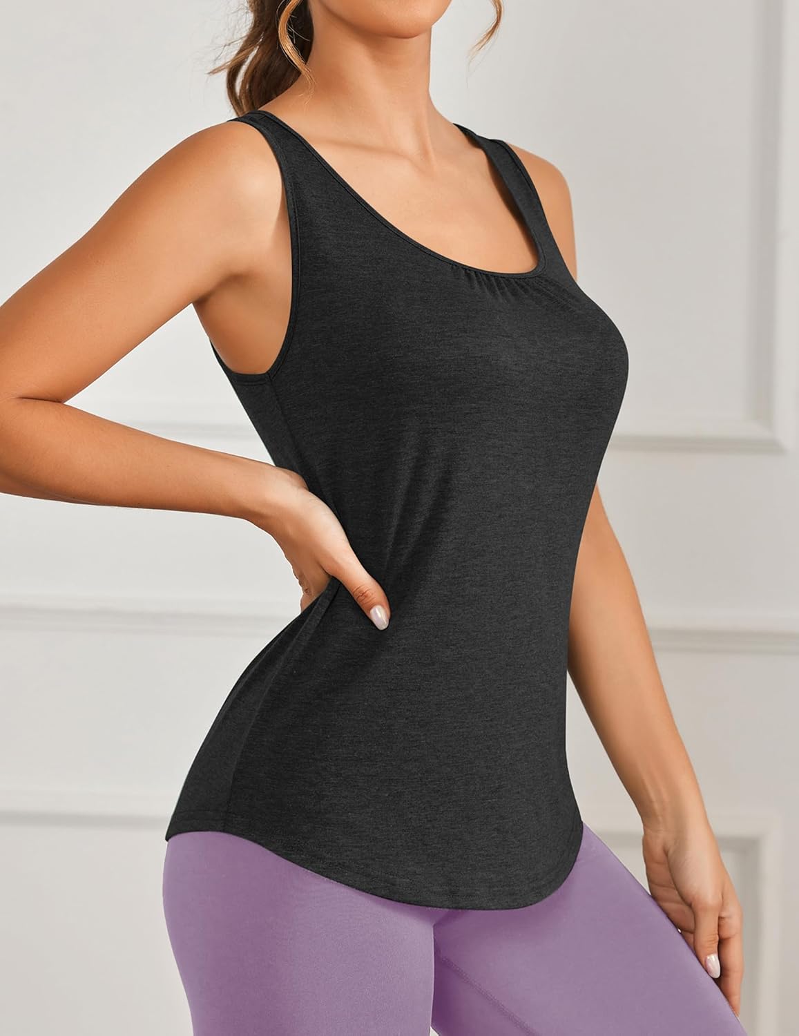 PINSPARK Women's Racerback Workout Tops - Lightweight Athletic Tank Shirts | 2-Pack S-3XL
